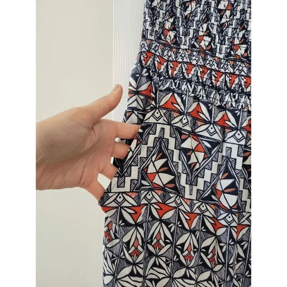 TORY BURCH Poppy Acoma Smocked Strapless Halter Jumpsuit S - Picture 4 of 10